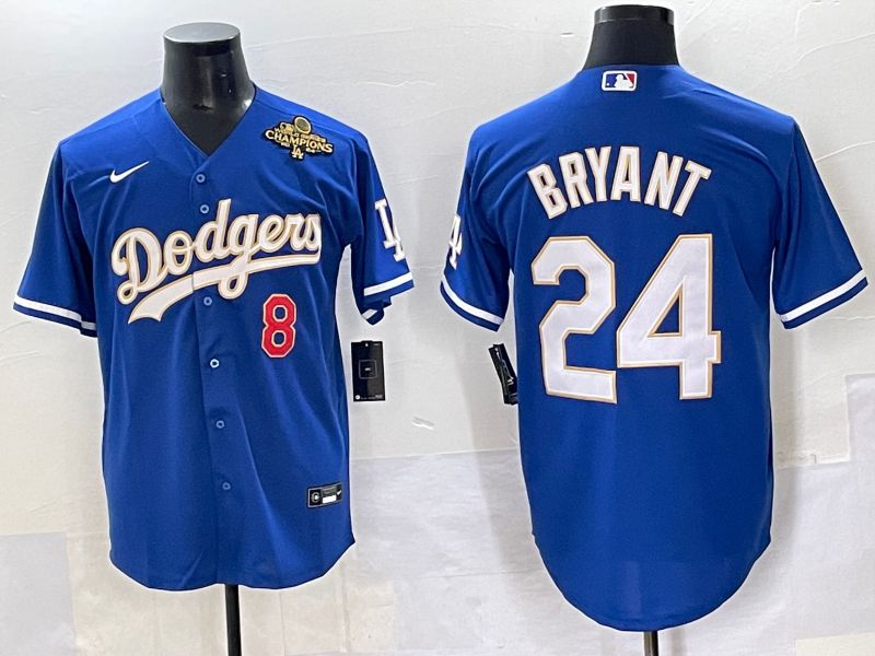 Men 2025 Los Angeles Dodgers #24 Bryant Blue gold Nike MLB Jersey style 7075